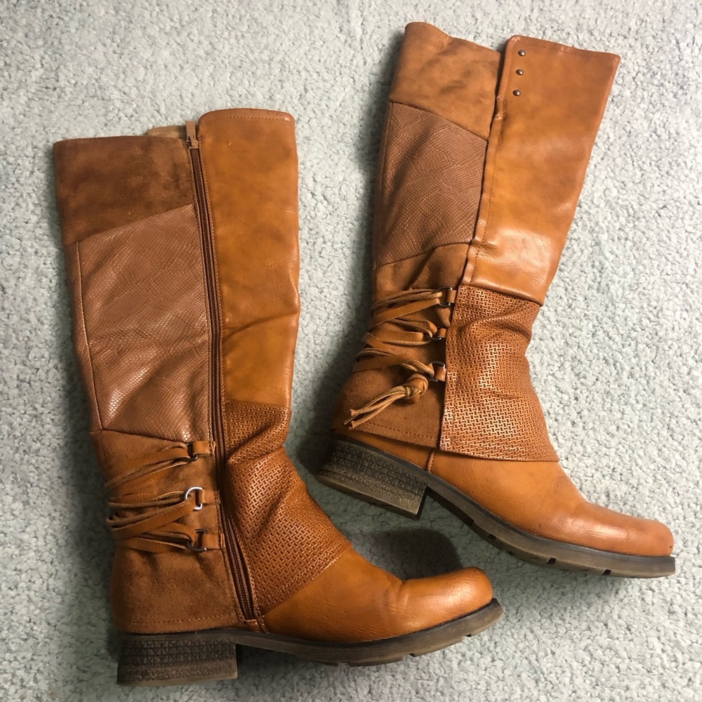 Patrizia Maxie Knee-High Tall Boots womens EU 40/US 9 Camel Cognac Chestnut